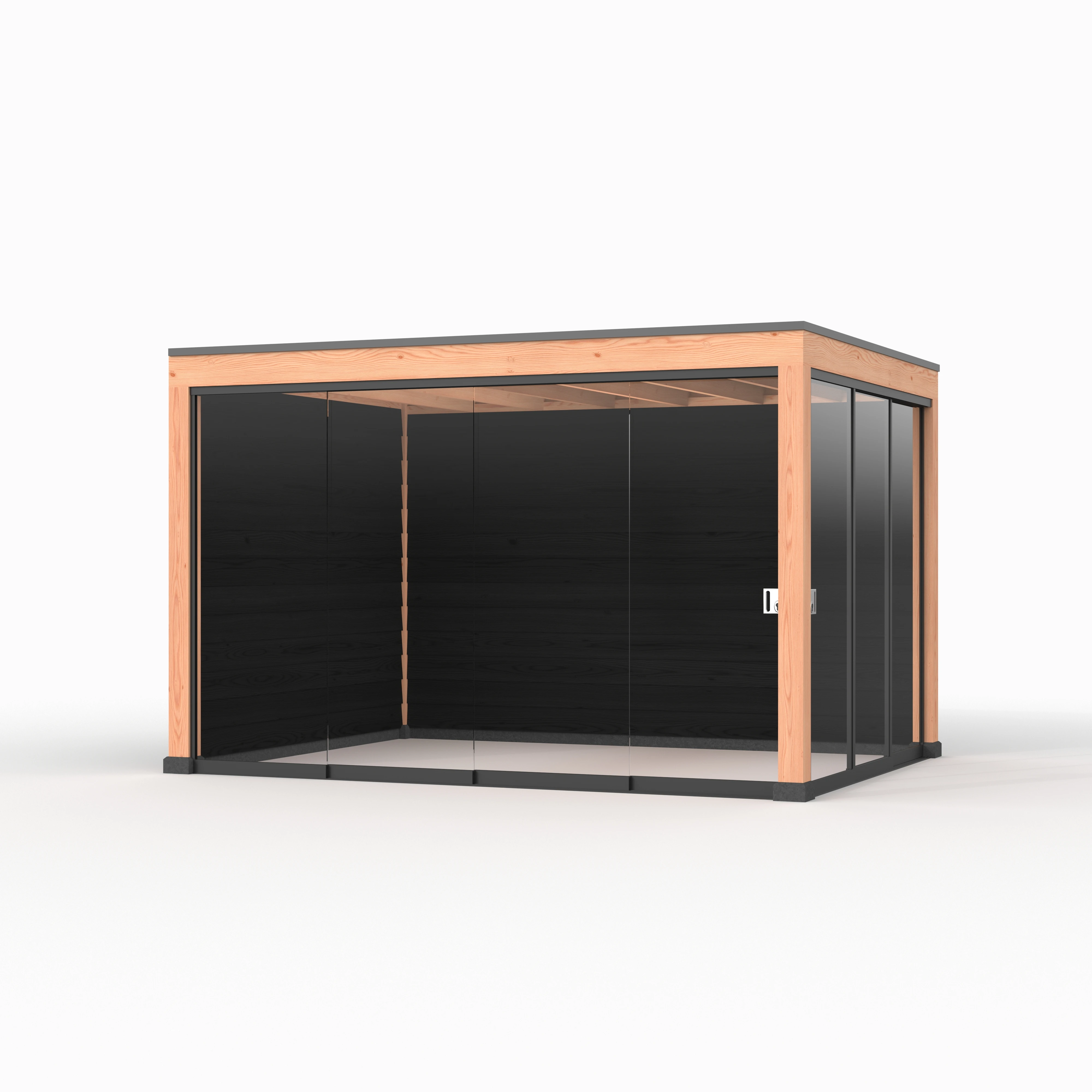 Douglas overkapping, 400 x 400, met achterwand en zijwand, Westwood Elegant zwart - Afbeelding 2